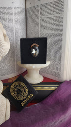 Mystic Baroque Collection – Handmade Bronze Pendant with Gray Oval Crystal