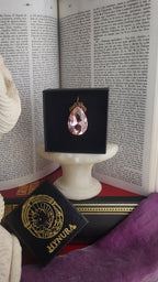 Mystic Baroque Collection – Handmade Bronze Pendant with Light Pink Teardrop Crystal