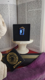 Mystic Baroque Collection – Handmade Bronze Pendant with Blue Octagon Crystal