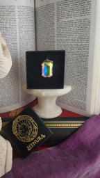 Mystic Baroque Collection – Handmade Bronze Pendant with Iridescent Octagon Crystal