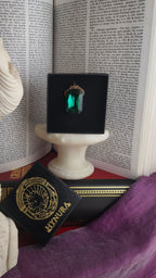 Mystic Baroque Collection – Handmade Bronze Pendant with Emerald Green Octagon Crystal