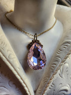Mystic Baroque Collection – Handmade Bronze Pendant with Light Pink Teardrop Crystal
