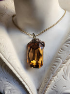 Mystic Baroque Collection – Handmade Bronze Pendant with Golden Octagon Crystal