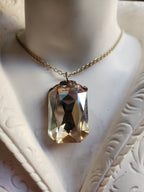 Mystic Baroque Collection – Handmade Bronze Pendant with Light Amber Octagon Crystal