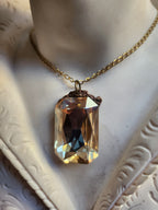 Mystic Baroque Collection – Handmade Bronze Pendant with Light Amber Octagon Crystal