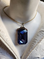 Mystic Baroque Collection – Handmade Bronze Pendant with Tanzanite Octagon Crystal