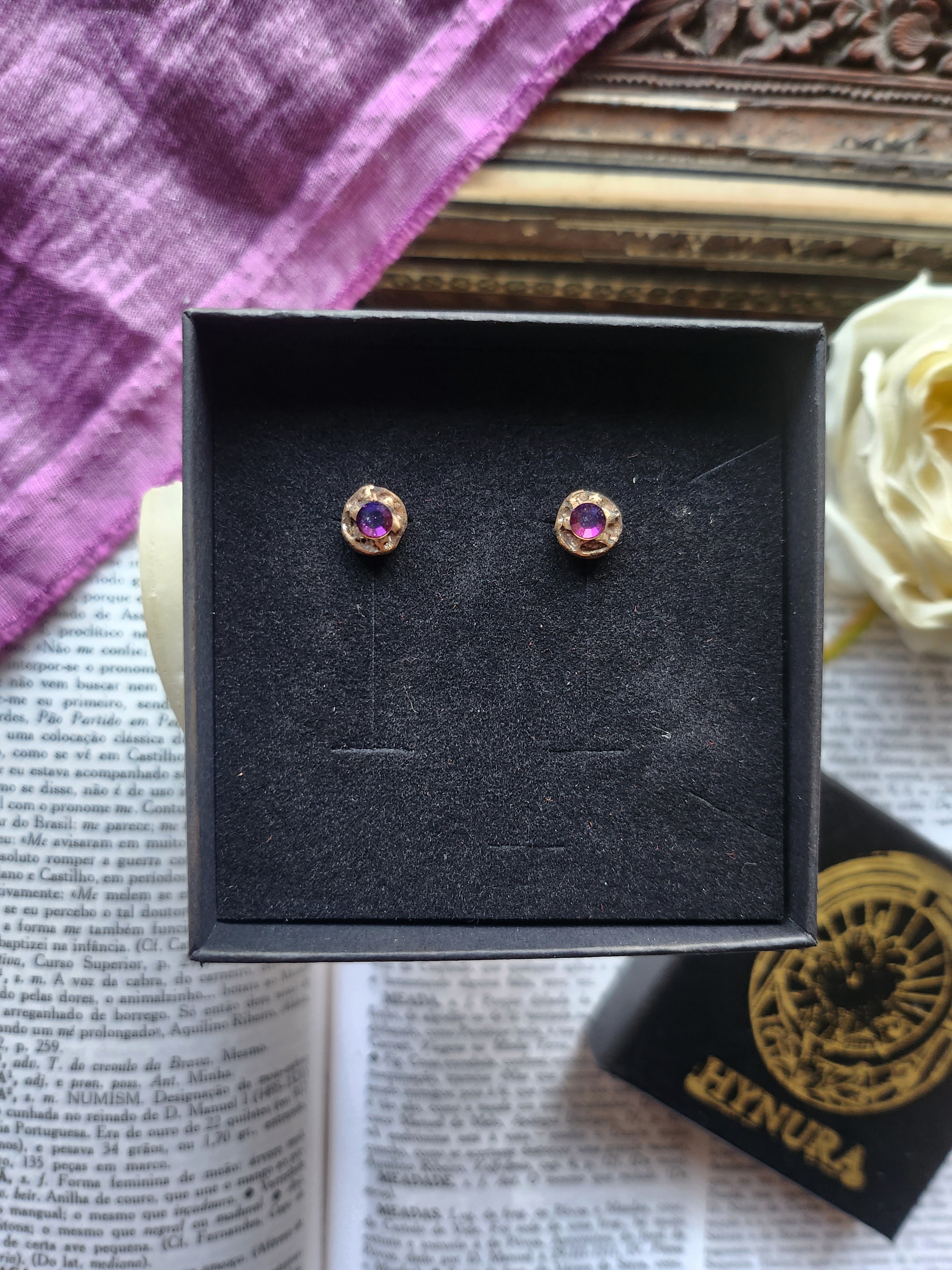 Handmade Bronze Multicolor Crystal Stud Earrings