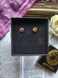 Handmade Bronze Amber Crystal Stud Earrings