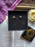 Handmade Bronze Blue Crystal Stud Earrings