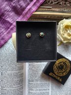 Handmade Bronze Blue Crystal Stud Earrings