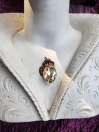 Arcane Resonance Collection – Handmade Copper Pendant with Light Amber Oval Crystal