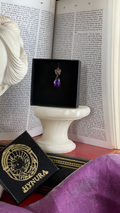 Rosarium Collection - Handmade Bronze Small Rose Pendant with Fuchsia Crystal
