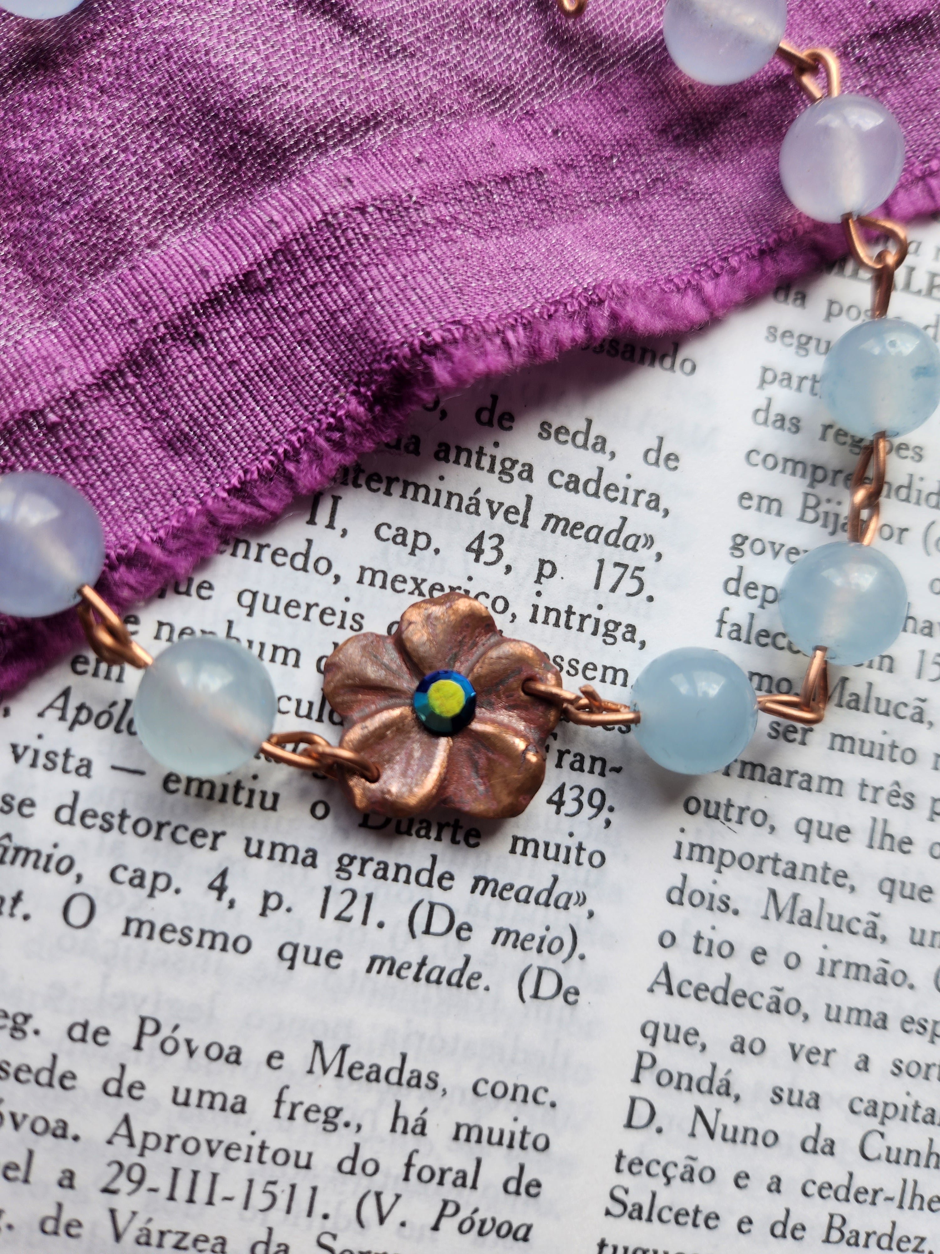 Eternal Bloom Collection - Aquamarine & Copper Bracelet