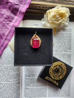 Handmade Bronze Pendant with Fuchsia Crystal