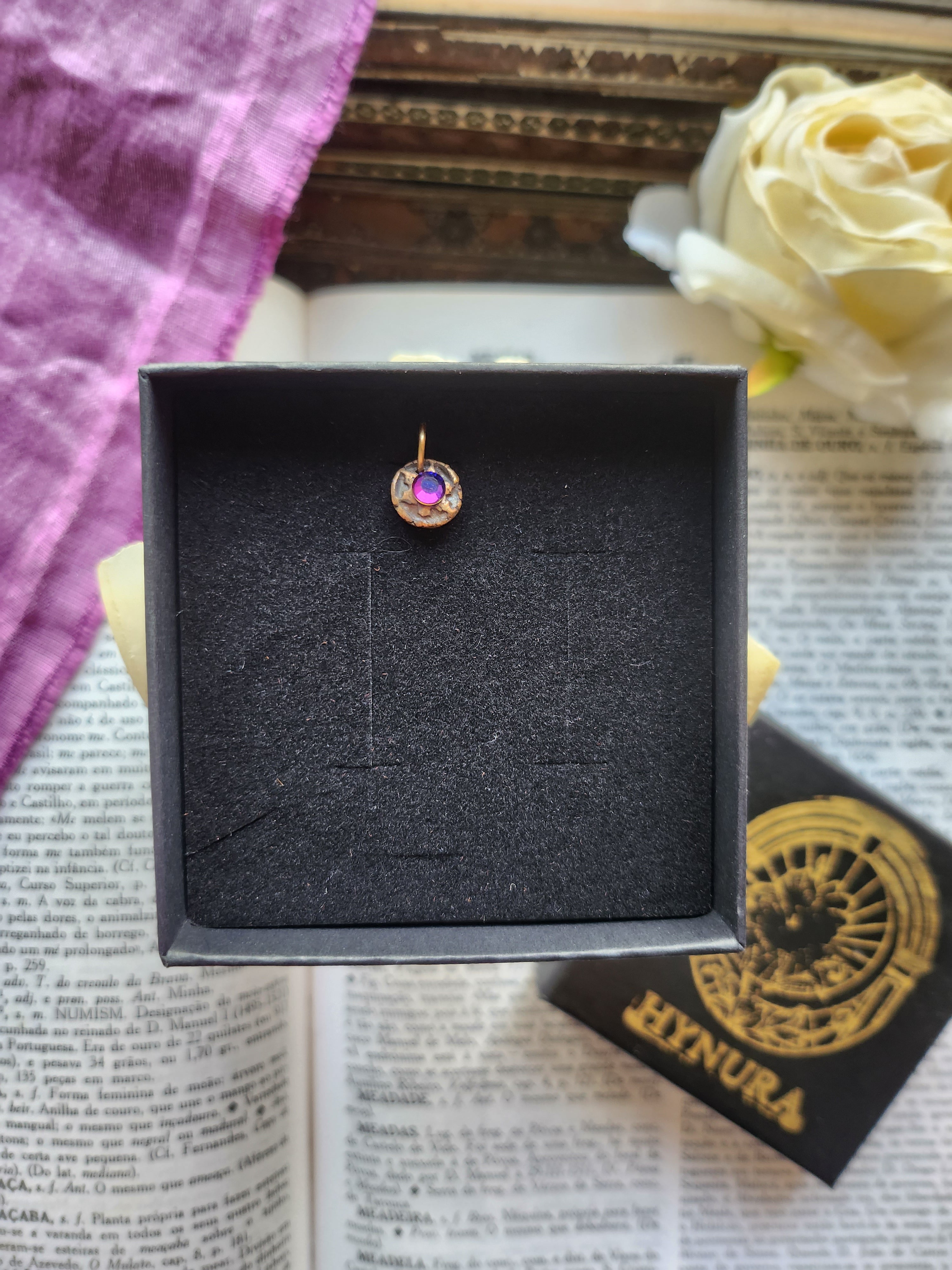 Handmade Bronze Pendant with Multicolor Crystal