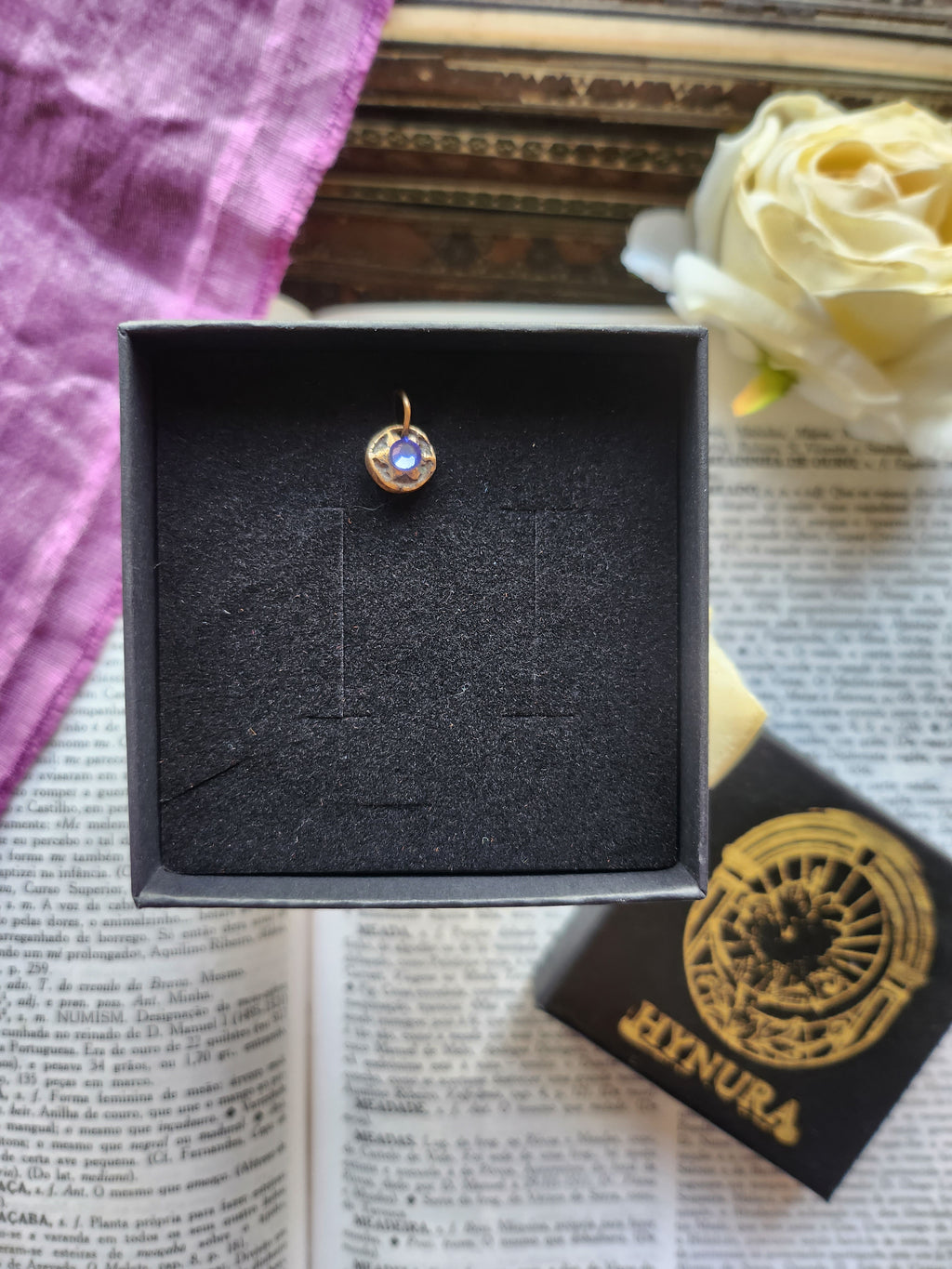 Handmade Bronze Pendant with Lilac Crystal