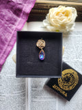 Rosarium Collection - Handmade Bronze Rose Pendant with Salmon Crystal