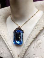 Mystic Baroque Collection - Handmade Bronze Pendant with Light Blue Octagon Crystal