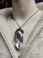 Mystic Baroque Collection - Handmade Bronze Pendant with Crystal Navette