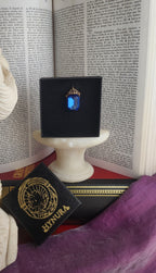 Arcane Resonance Collection – Handmade Bronze Pendant with Blue Octagon Crystal