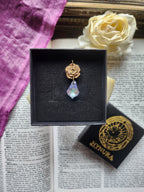Rosarium Collection - Handmade Bronze Rose Pendant with Lilac Crystal