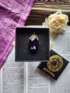 Mystic Baroque Collection - Handmade Bronze Pendant with Purple Teardrop Crystal