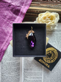 Mystic Baroque Collection – Handmade Bronze Pendant with Purple Crystal Navette