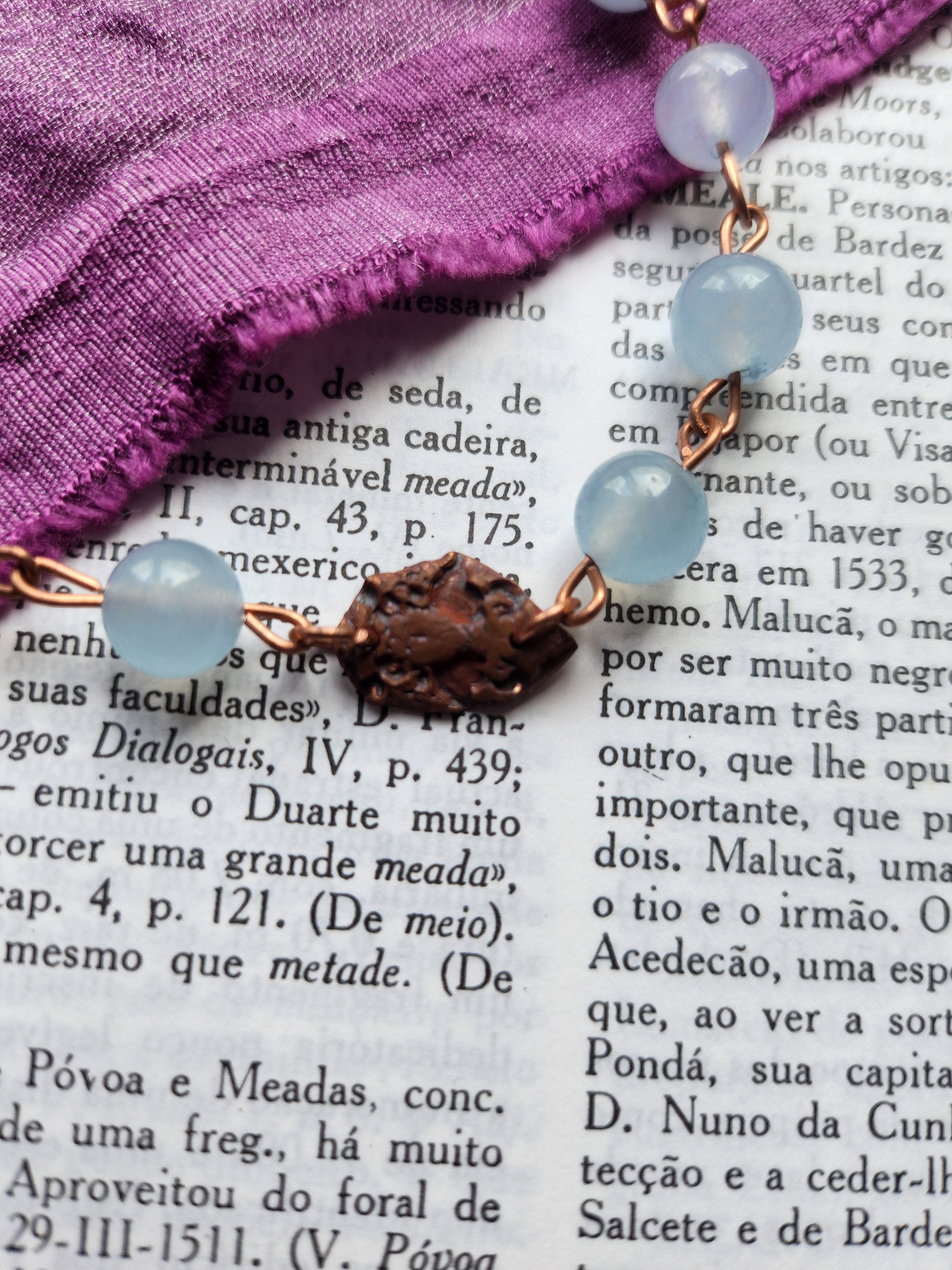 Colección Barroca Mística - Pulsera de Aguamarina y Cobre