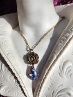Rosarium Collection Collection - Handmade Bronze Rose Pendant with Lilac Crystal