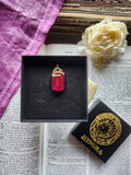 Arcane Resonance Collection – Handmade Bronze Pendant with Fuchsia Octagon Crystal