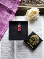 Arcane Resonance Collection – Small Handmade Bronze Pendant with Fuchsia Oval Crystal