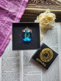 Mystic Baroque Collection - Handmade Bronze Pendant with Blue and Green Octagon Crystal
