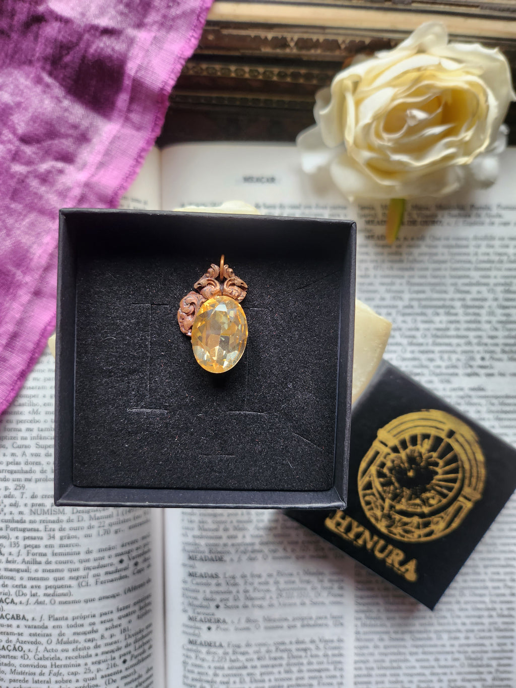 Arcane Resonance Collection – Handmade Copper Pendant with Light Amber Oval Crystal