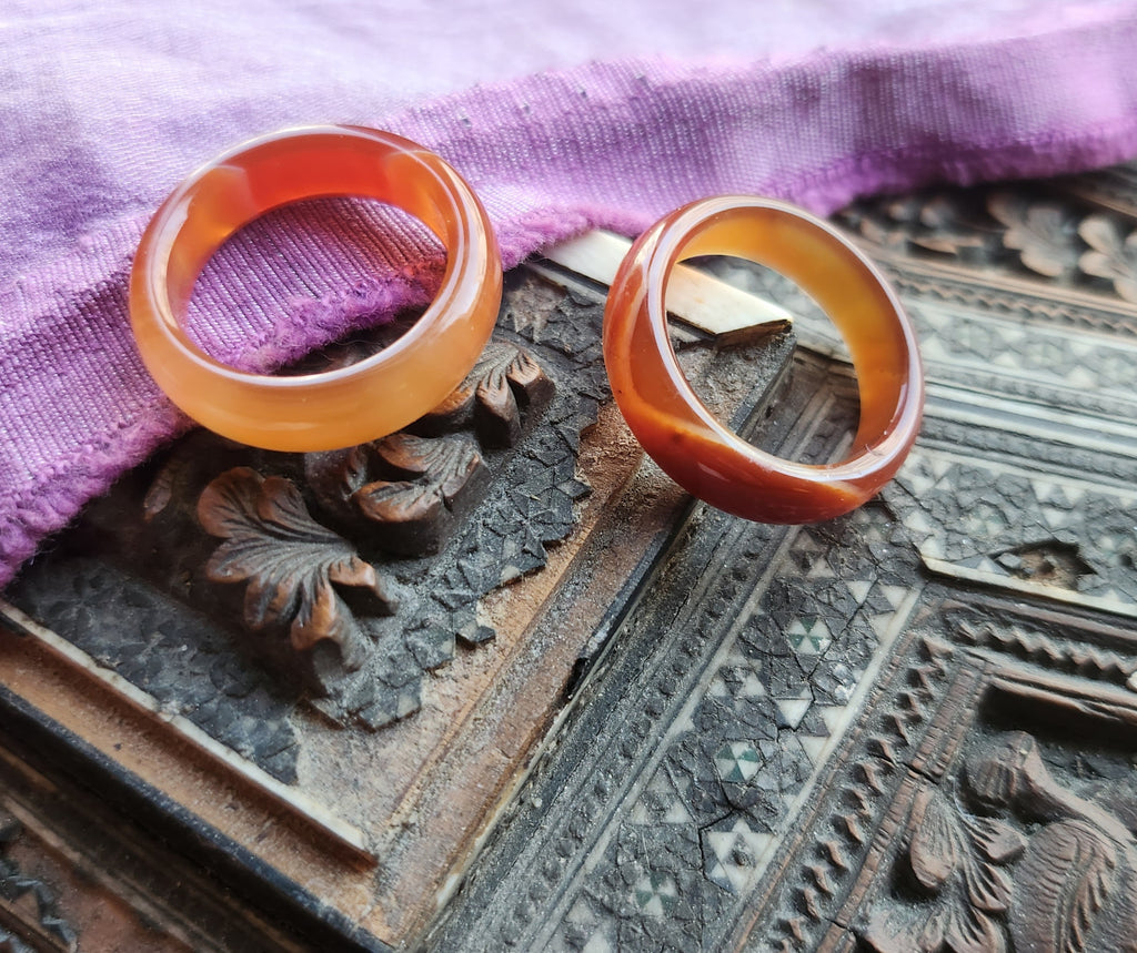 Orange Agate Ring Polished Band
