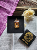 Mystic Baroque Collection - Handmade Bronze Pendant with Light Golden Octagon Crystal