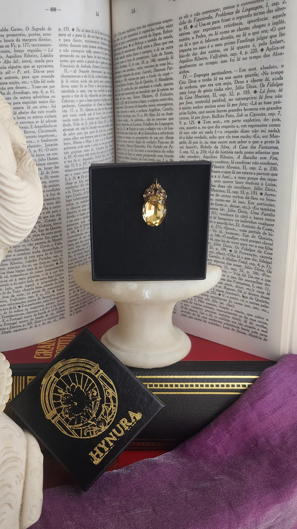 Arcane Resonance Collection – Small Handmade Bronze Pendant with Light Amber Oval Crystal