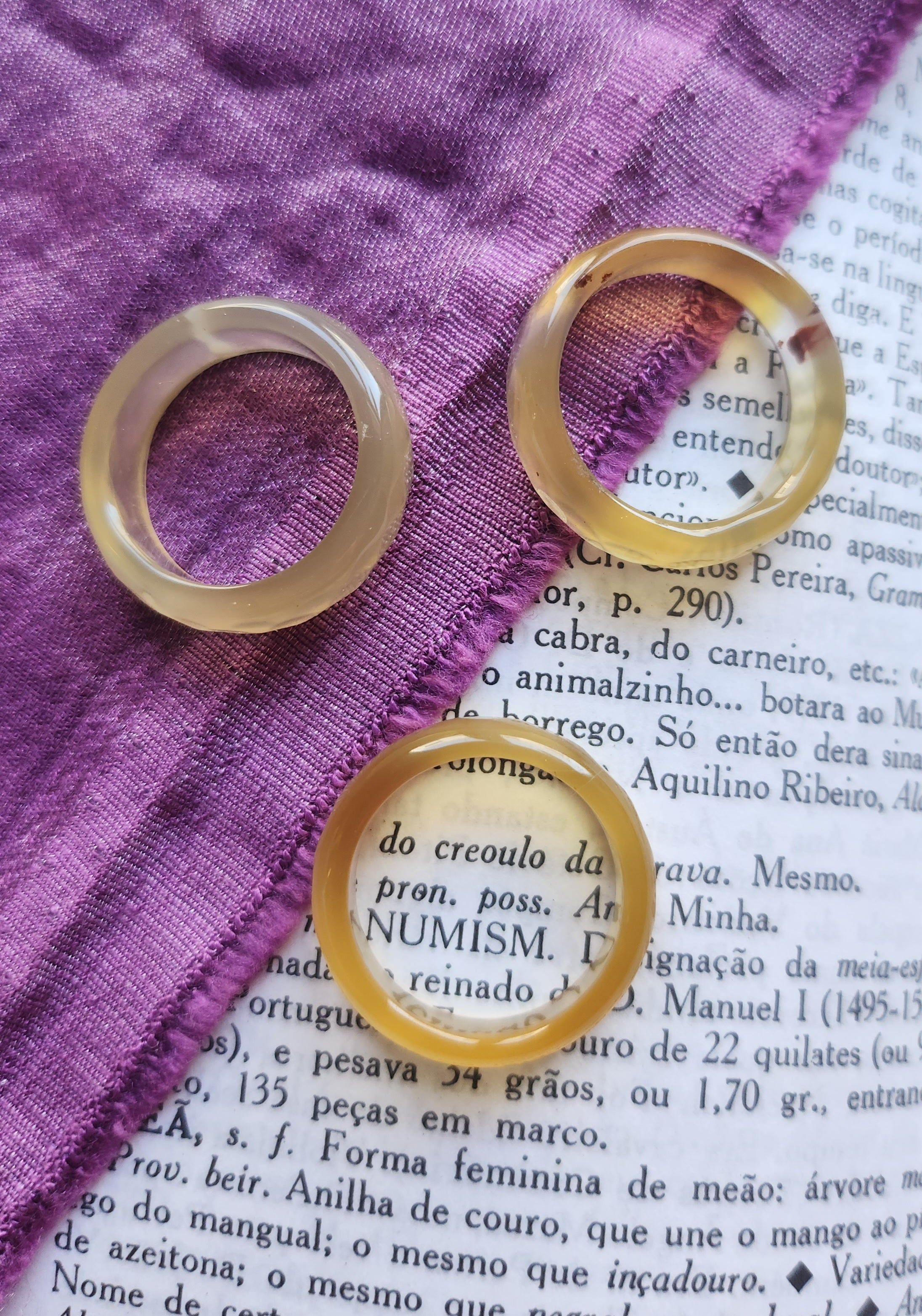 Yellow Agate Ring Faceted Cut