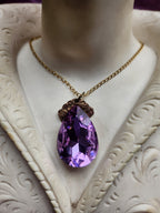 Mystic Baroque Collection - Handmade Bronze Pendant with Lavender Teardrop Crystal