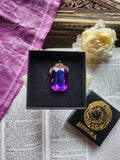 Mystic Baroque Collection - Handmade Bronze Pendant with Electric Purple Octagon Crystal