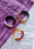 Orange Agate Ring Faceted Cut