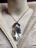 Mystic Baroque Collection - Handmade Bronze Pendant with Crystal Navette