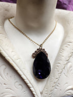Mystic Baroque Collection - Handmade Bronze Pendant with Purple Teardrop Crystal