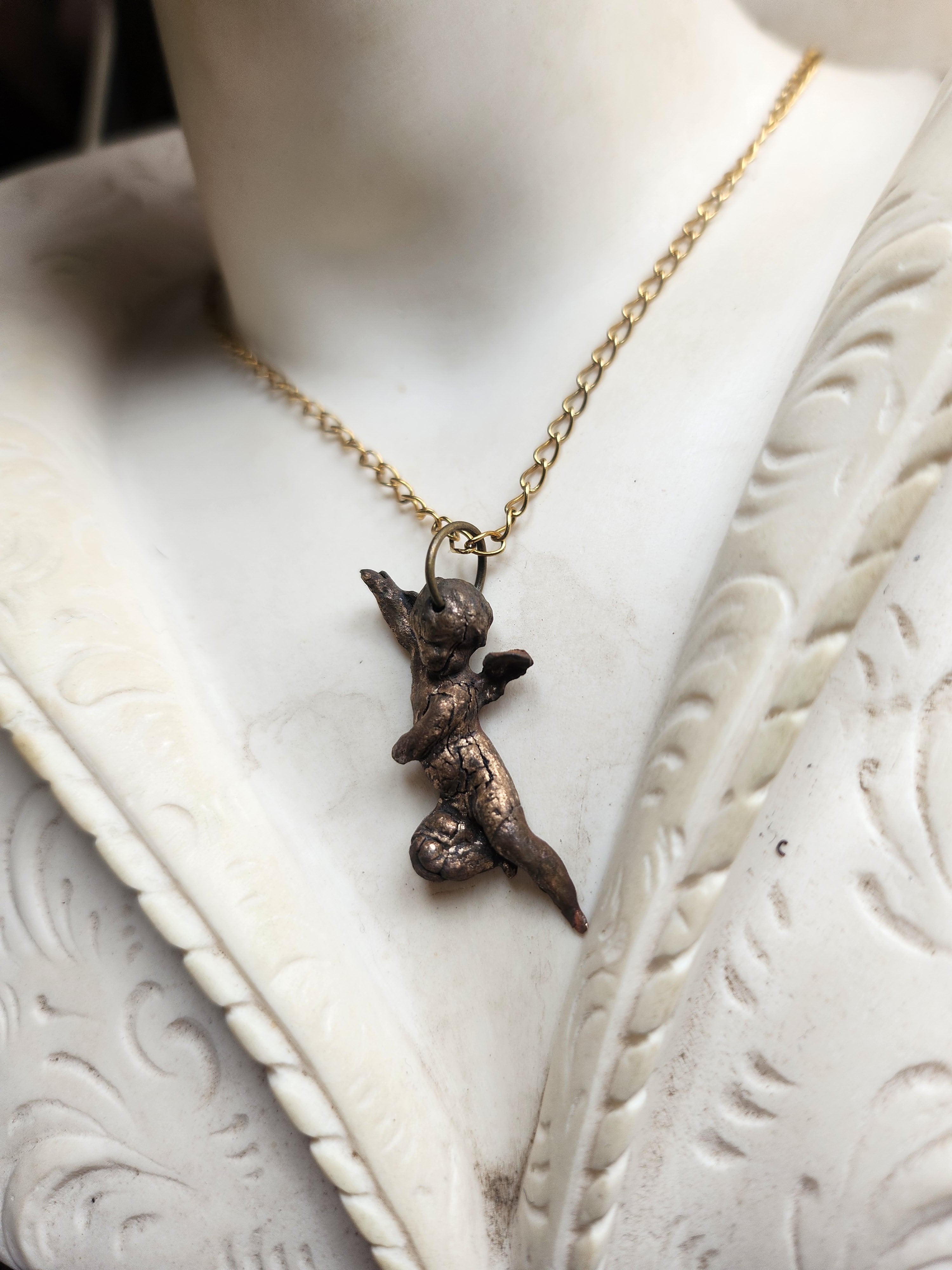 Echoes Of Heaven Collection- Handmade Bronze Angel Pendant