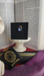 Arcane Resonance Collection – Handmade Bronze Pendant with Sapphire Blue Octagon Crystal