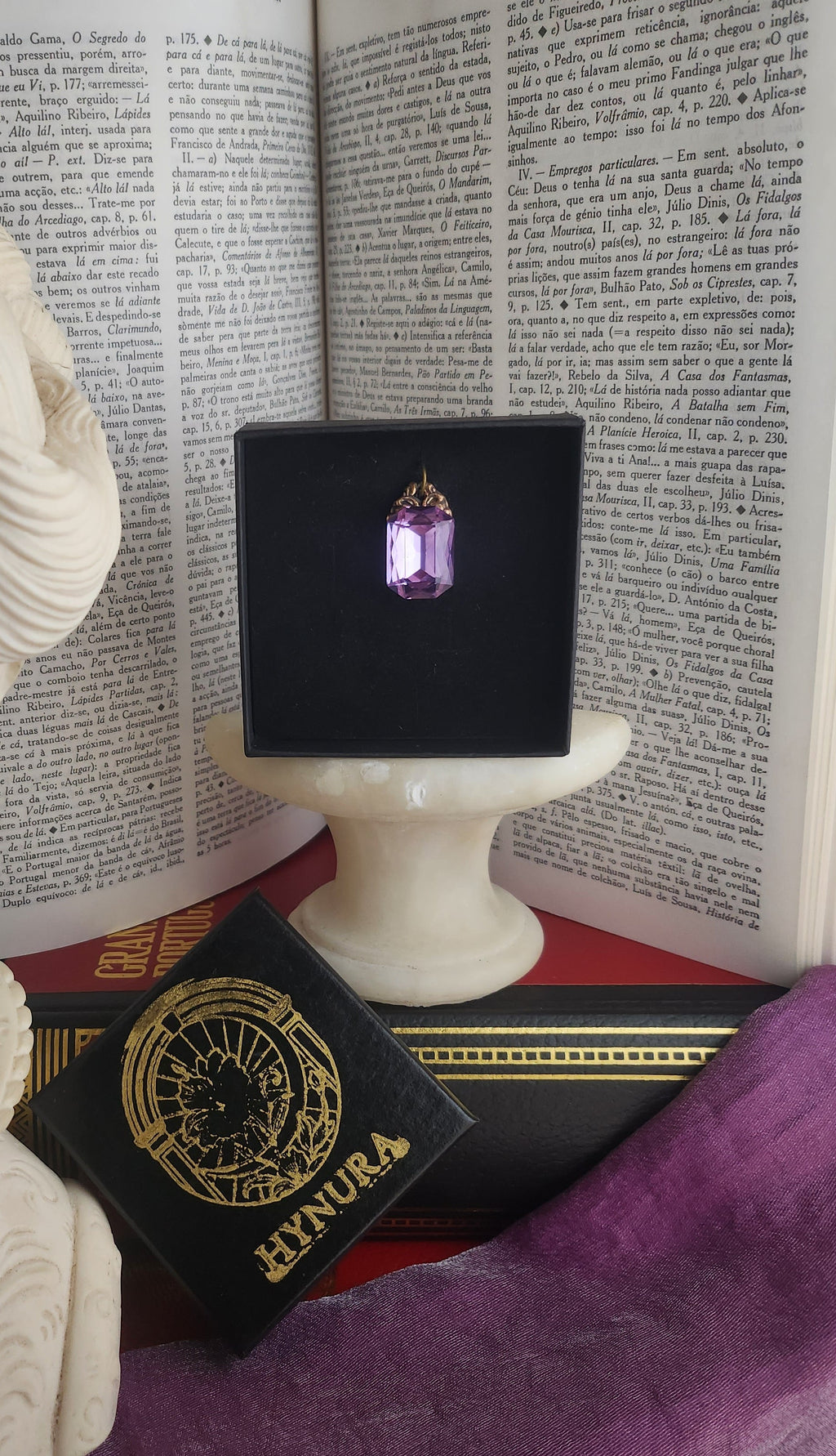 Arcane Resonance Collection – Handmade Bronze Pendant with Lavender Pink Octagon Crystal