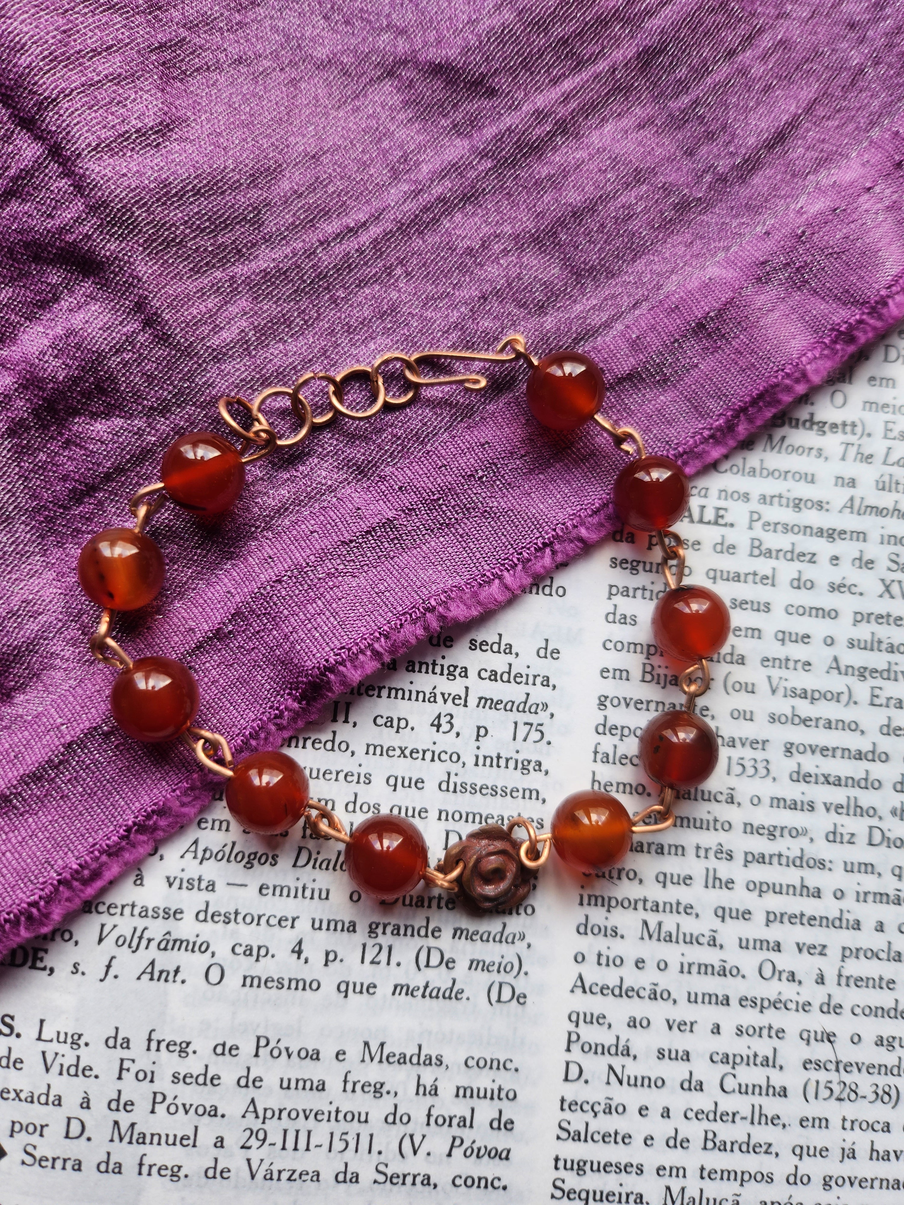 Rosarium Collection - Carnelian & Copper Bracelet