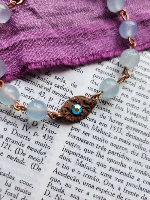 Arcane Resonance Collection - Aquamarine & Copper Bracelet