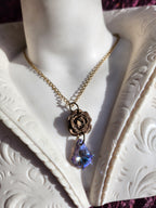 Rosarium Collection Collection - Handmade Bronze Rose Pendant with Lilac Crystal