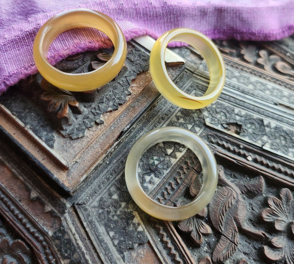 Yellow Agate Ring Polished Band