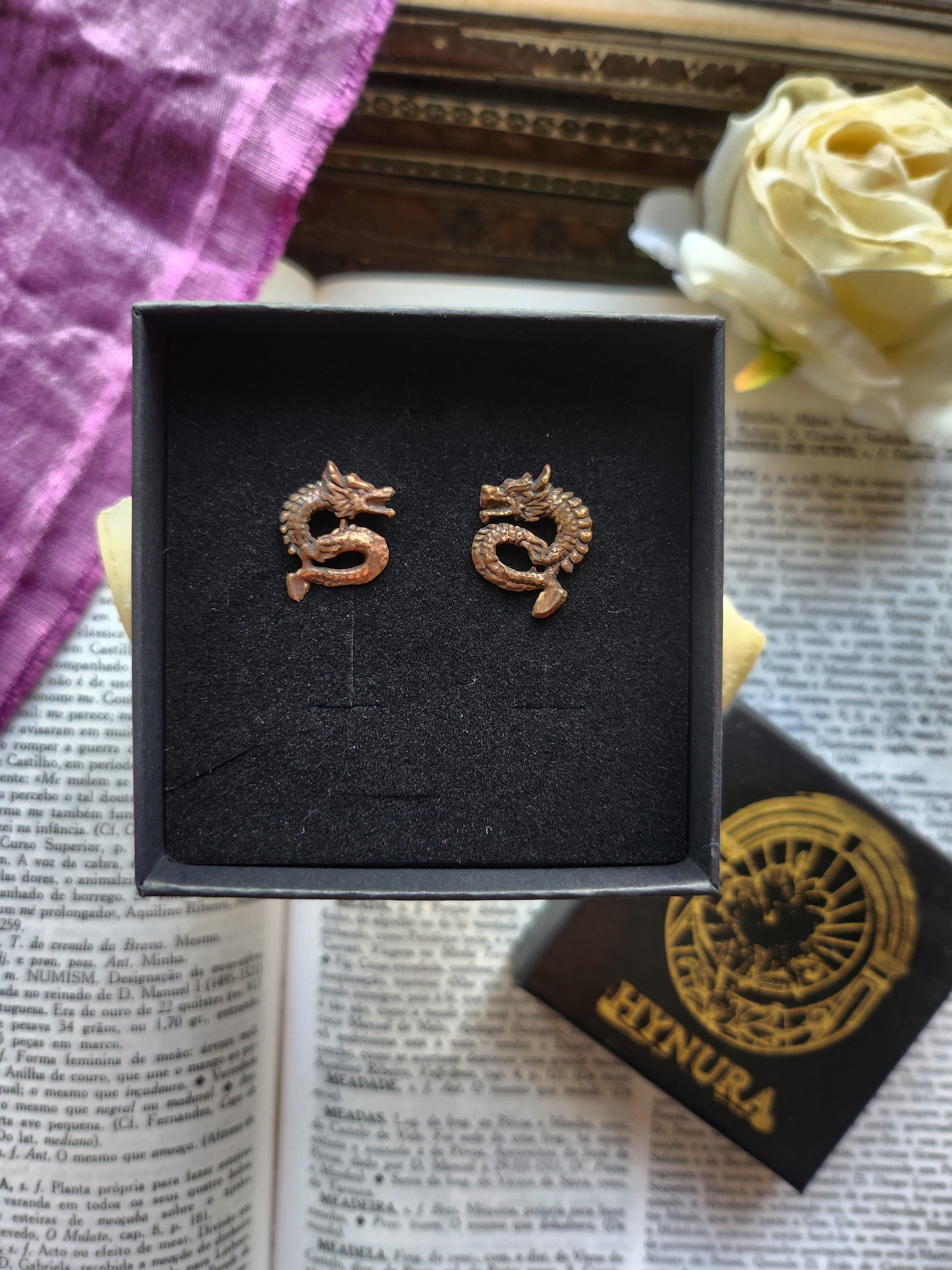 Handmade Bronze Dragon Earrings